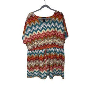 Lane Bryant Plus Size Chevron Print Dress With Tie waist 22/24 Multicolor Lightw